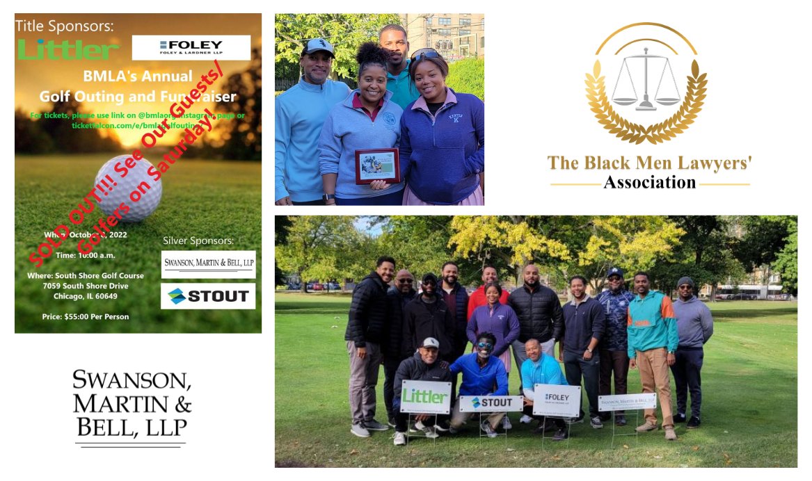 SMBTrials's tweet photo. Swanson, Martin & Bell, LLP proudly sponsored The Black Men Lawyers’ Association’s Annual Golf Outing and Fundraiser on October 8.
Learn more: https://t.co/Z8J7aytHlf
@BMLAORG #BMLA #bmlagolfouting #BlackLawyers #leadership #positivechange #law #lawyers #sponsorship https://t.co/2B35zXz54J