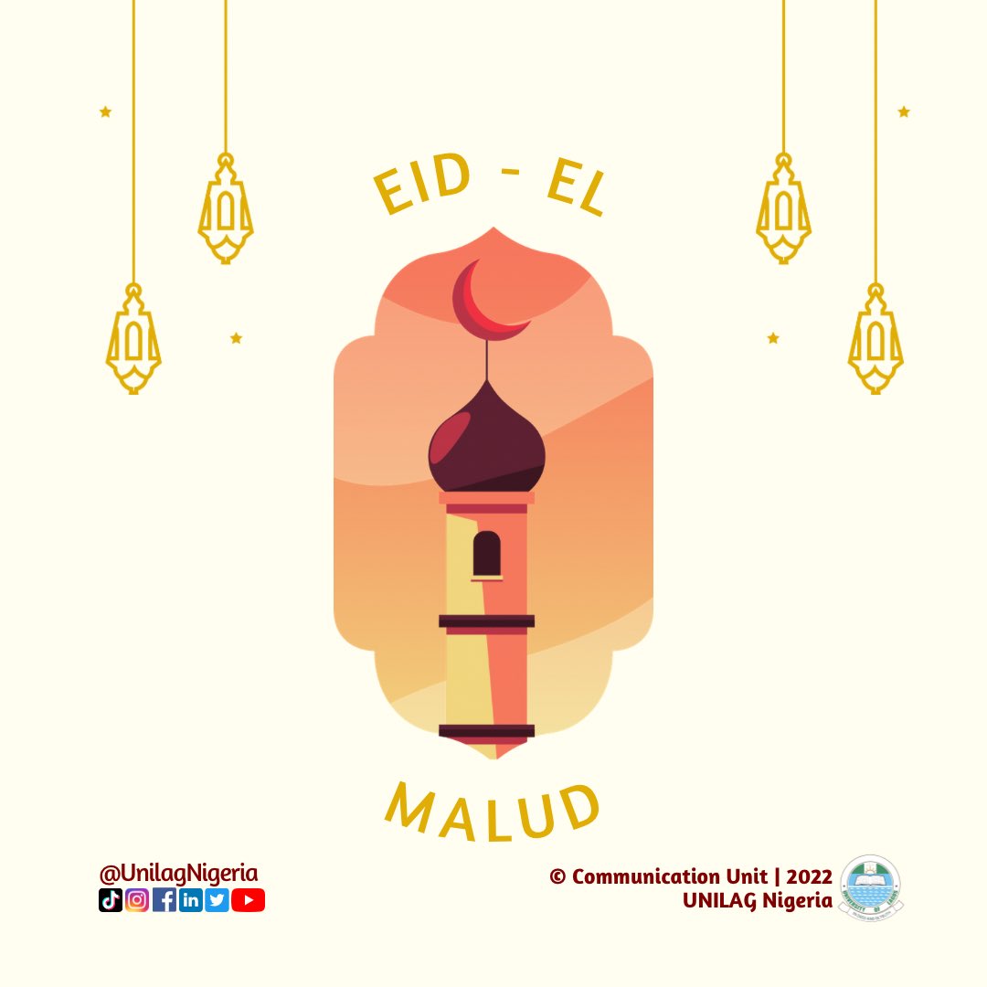 UnilagNigeria's tweet photo. Eid-El-Malud to all Muslim faithfuls.

May Allah accept your supplications and grant you all your good heart desires.

#UNILAGNigeria #EidElMalud https://t.co/bErjBsPDTE