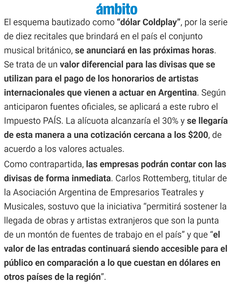 porquetendencia's tweet photo. "Dólar Coldplay":
Porque informan que será anunciado esta semana https://t.co/z6cqnnTcp3