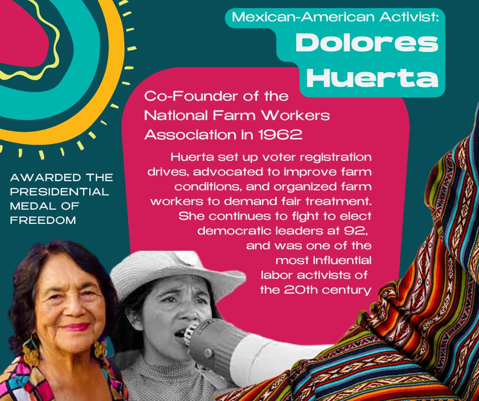 In honor of #HispanicHeritageMonth , today we're highlighting Dolores Huerta, one of the most influential activists of the 20th century. We honor her important legacy and tireless efforts to create a more equal world.