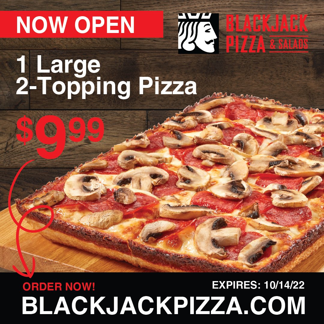 BlackjackFL's tweet photo. BlackJack Pizza and Salads is NOW OPEN between 11:00 am to 9:00 pm. A great offer awaits you.
Order at: 
https://t.co/SHms25Bnyk https://t.co/sUxKPhqWM3