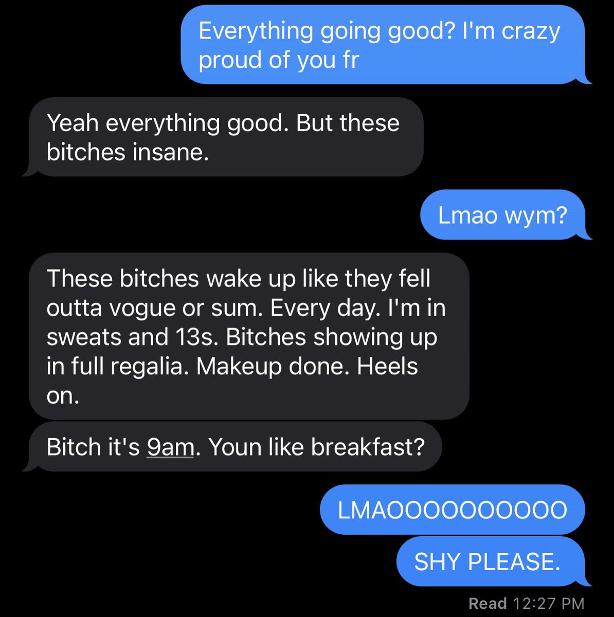 So. My lil cousin is enjoying her first semester at Hampton University. 

And if you know, then you just know.  😭😭😭😭😭