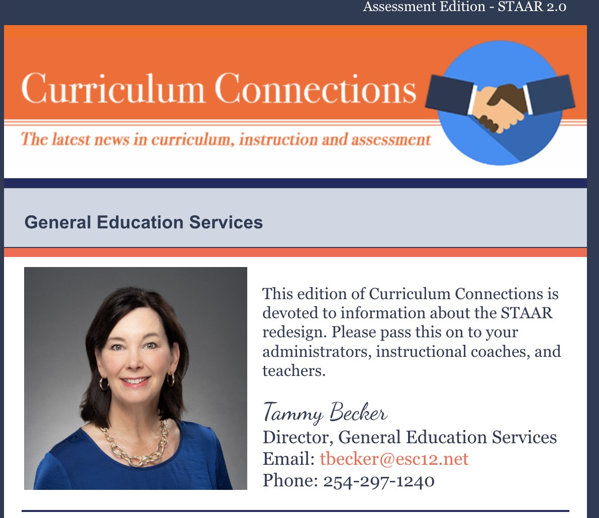 Don't miss this special Assessment Edition of our Curriculum Connections Newsletter! We have included LOTS of important information about the STAAR Redesign. conta.cc/3rJpIvX