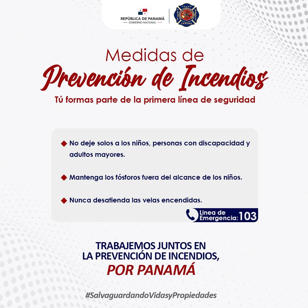 El Benemérito Cuerpo de Bomberos de la República de Panamá te exhorta a aplicar medidas de prevención de incendios en el hogar y área de trabajo. Con ellas se reduce el riesgo de que estas calamidades sucedan. #SalvaguardandoVidas