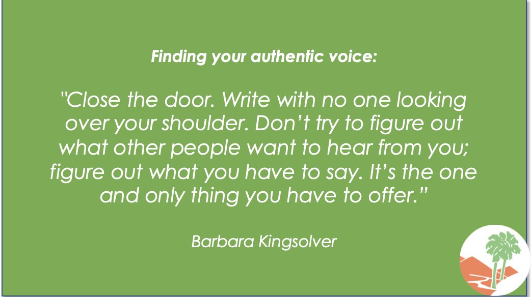 GuildPalm's tweet image. Best selling novelist, poet and essayist Barbara Kingsolver on the need for writers to find and believe in their voice!   #Writer #WritingCommnunity #Writerscommunity #authors