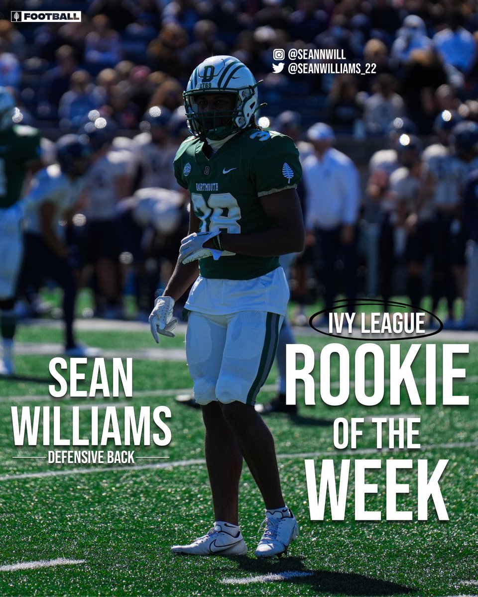 𝐑𝐎𝐎𝐊𝐈𝐄 𝐎𝐅 𝐓𝐇𝐄 𝐖𝐄𝐄𝐊 Freshman Sean Williams wins @ivyleague honors after his performance vs. Yale! #TheWoods