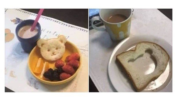 sebisticated's tweet photo. breakfast at red bull vs breakfast at alpha tauri https://t.co/sgSpixRoDu