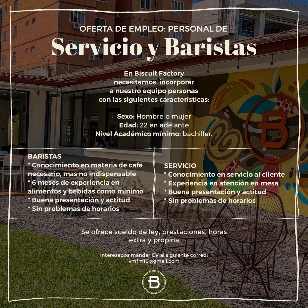 BiscuitFactory1's tweet photo. Amigos, les agradecemos nos ayuden a compartir estas oportunidades de empleo en nuestra empresa. https://t.co/lT3DFqG5NP