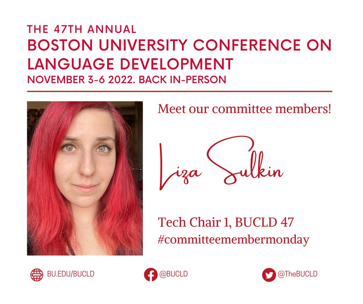 TheBUCLD's tweet photo. Meet the Organizing Committee!
Introducing: LIZA SULKIN, Tech Chair for #BUCLD47
#CommitteeMemberMonday
"Never have I ever taken the E train… despite living in Boston for 20 years of my life" - Liza
Learn more about Liza Sulkin at https://t.co/ZL9L7o9Kti https://t.co/i4lcQ4MFN4