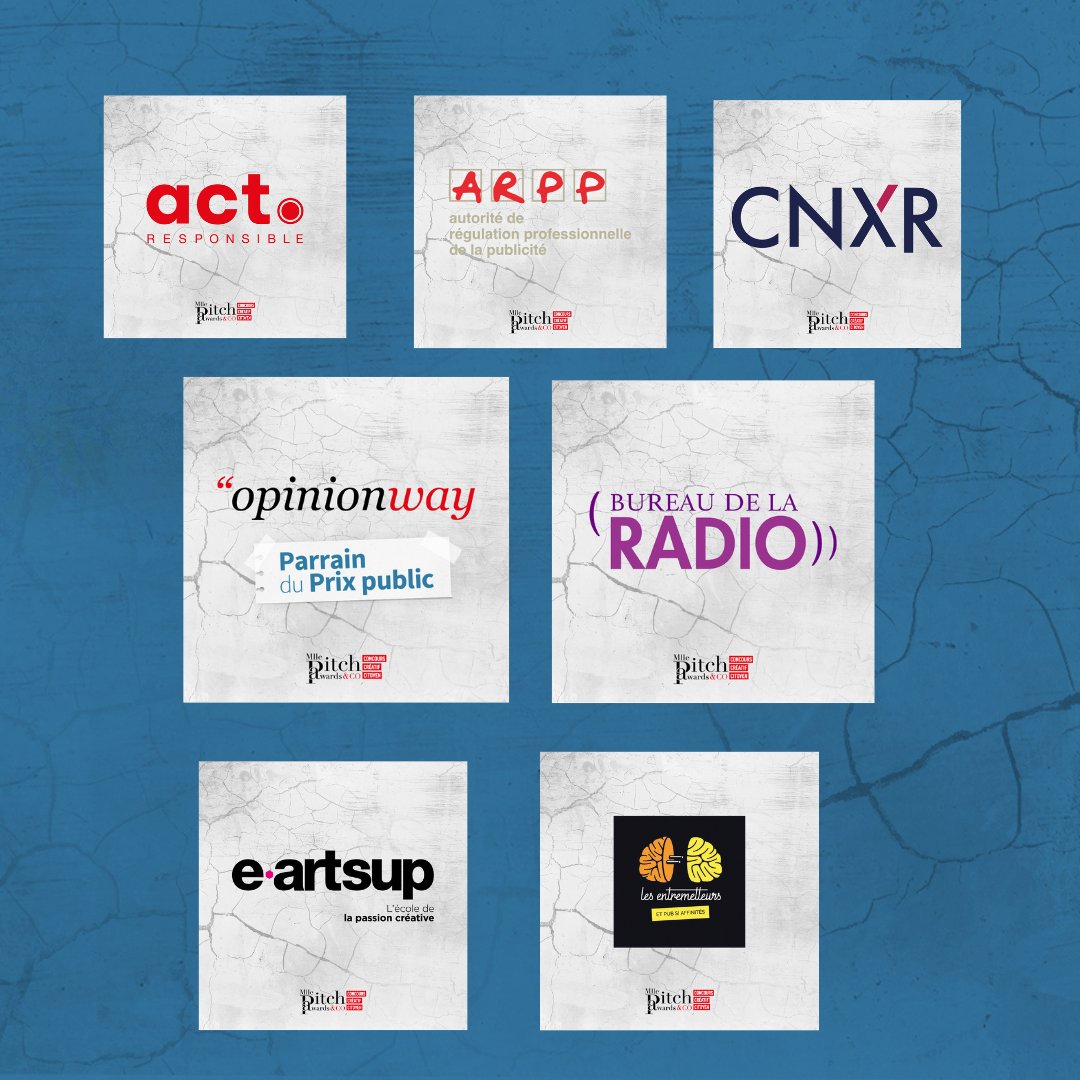 Notre concours de publicité créatif et citoyen Mlle Pitch Awards &amp; CO remercie ses partenaires @ActResponsible, l'ARPP, le CNXR, OpinionWay, le Bureau de la Radio, E-artsup et Les entremetteurs  pour leur précieux soutien.