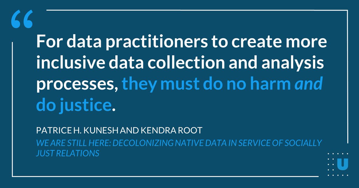 In the Do No Harm Guide: @PatriceKunesh &amp; <a href="/niwrc/">National Indigenous Women's Resource Center</a>’s Kendra Root offer lessons “for data agents to recognize the importance of discerning the lived experiences hidden from the calculus of raw data” in Native communities: urbn.is/3ULjnxr

#IndigenousPeoplesDay