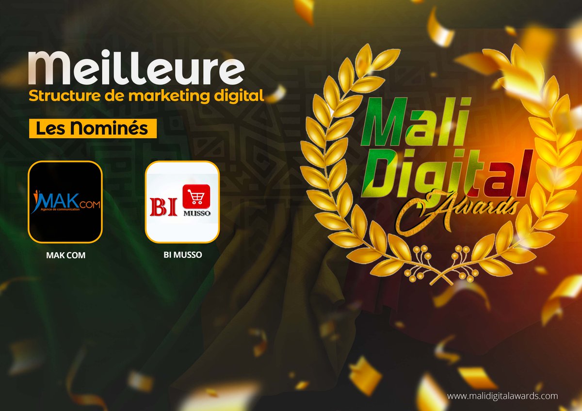 AwardsMali's tweet photo. Votez pour la Meilleure Structure de #MarketingDigital ici https://t.co/U3tvrCq3AD
#MDA2022 #Awards #solution #salon #Numérique #TT223 https://t.co/urpa4iN9Ks