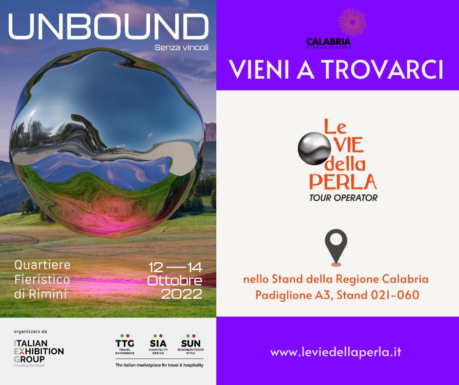 leviedellaperla's tweet photo. Anche noi saremo al TTG con le nostre proposte di viaggio nella Calabria Straordinaria per vivere tante emozioni in un'Italia Insolita.
#TTG2022 #IEGexpo #viaggiareincalabria #calabriastraordinaria https://t.co/uSUmpR5pI7