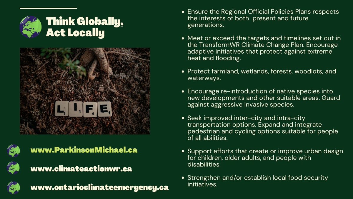 Parkinson4WR's tweet photo. #InvestToPrevent🌎

Endorsing the 4 Point Municipal Climate Action Plan c/o @ocecampaign and supporting the implementation of our local @ClimateActionWR for both present and future generations. 

#WRpoli #WRvotes #ONmuni #MP4RC https://t.co/GatKC6YzT2