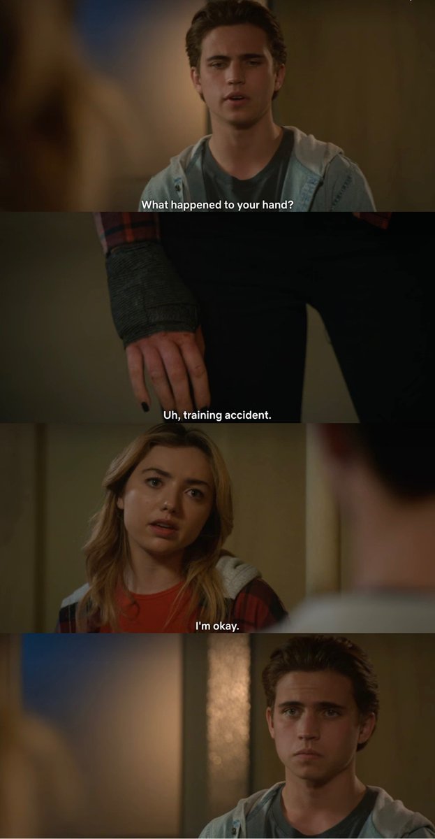 when tory/robby worries about robby/tory and robby/tory pretends everything is okay, but they knows it's not, but at that moment there's nothing they can do, so they give a sad look