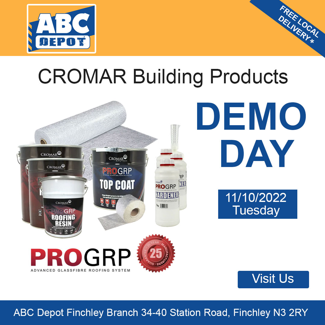 Cromar Building Products| PRO GRP - Flexiglass Demo Day.
Finchley Branch | Tuesday 11th October 2022
7.30am - 12noon
Refreshments | Expert Advice | Product Promotion
020 8349 9987 | abcdepot.co.uk
#cromar #flexiglass #roofing #roofers #roof