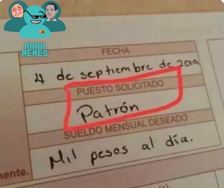 rrhhmeme's tweet photo. Cuando lees la solicitud de empleo del recomendado por el jefe: https://t.co/PvdtABFZXw