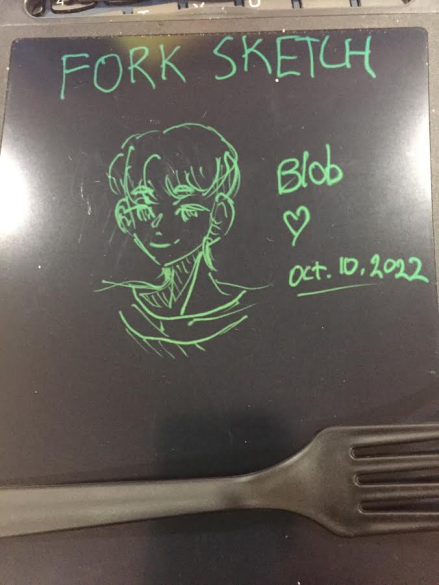 blobfishuu's tweet photo. today i woke up and chose to draw with a fork https://t.co/UhvUlqnGTZ