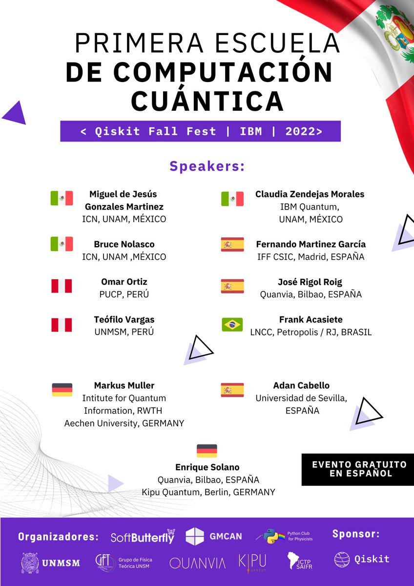 softbutterflyio's tweet photo. Les presentamos a los speakes que formarán parte de la escuela de computación cuántica.

Más información en nuestra página: https://t.co/gTqkOR3RGZ

#UNMSM #PERÚ #Physics #softbutterfly  #DataScience #Python #Latinoamérica #FREE #ComputacionCuantica #Qiskit #IBM #Qubit https://t.co/mwlR4bMs02