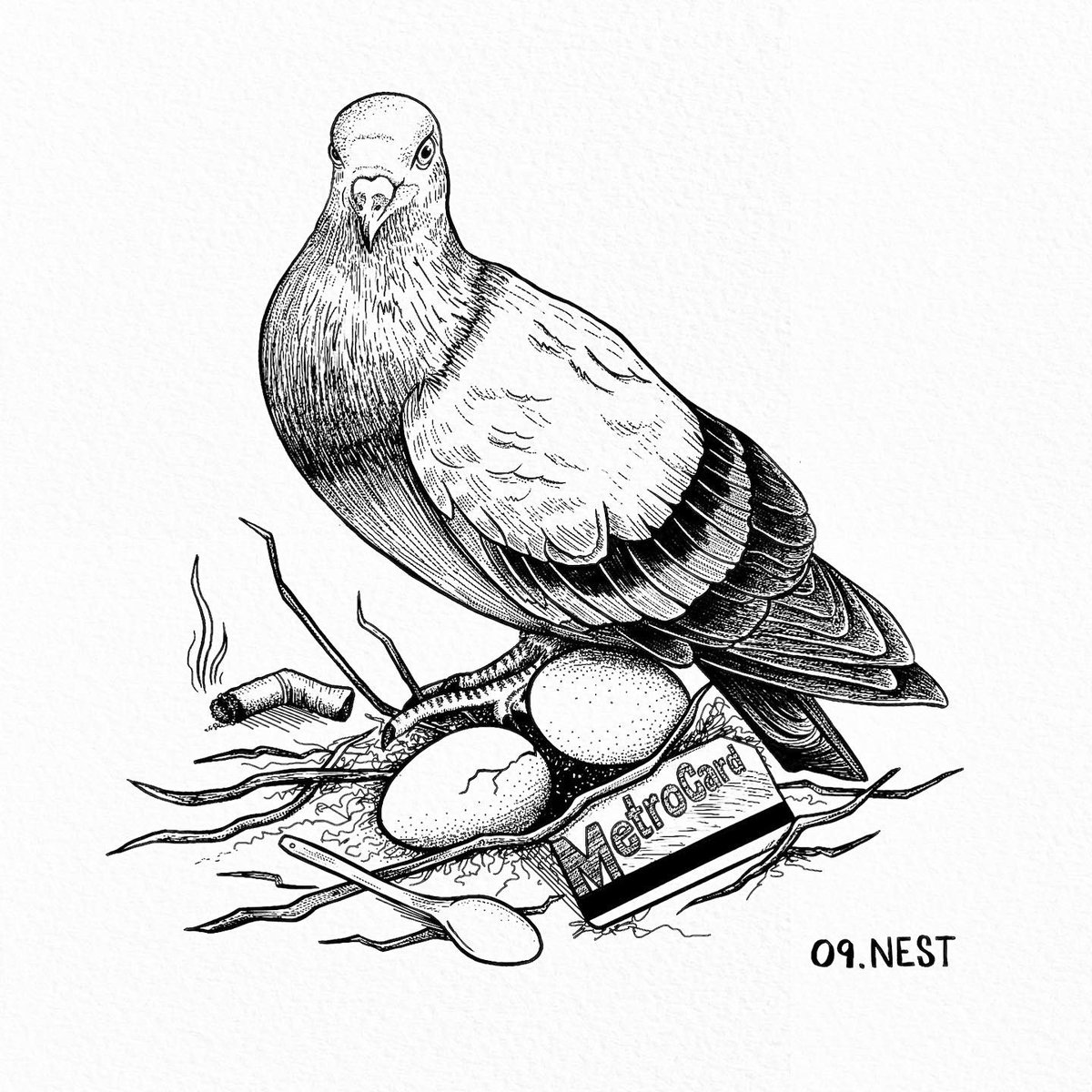 A very NYC nest for #inktober2022