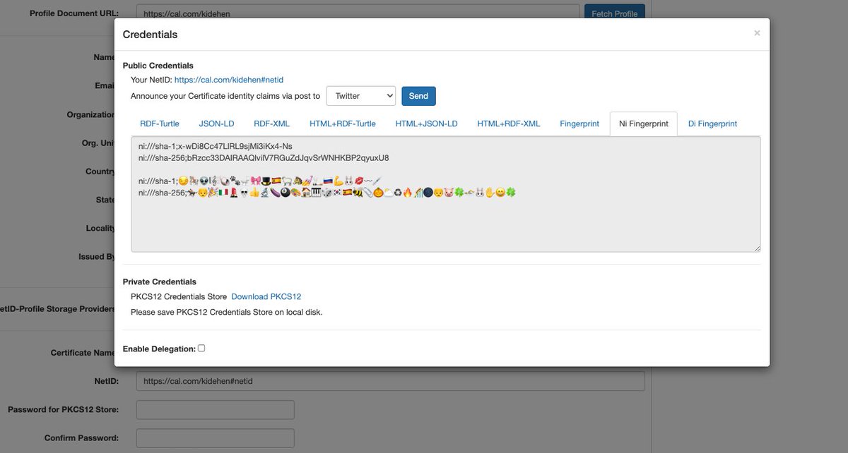kidehen's tweet photo. Latest #LinkInBio discovery:
@oplyouid successfully used my @calcom profile page (https://t.co/AZ3nJynEDg) as the public credentials source for self-sovereign #Identity #Authenticity using #NetIDTLS.
Proof.
https://t.co/3KNEUGwPCS
#SSI #PKI #DPKI #TLS #ZeroTrust #Web30 #X509 https://t.co/DdCNKyyMrE