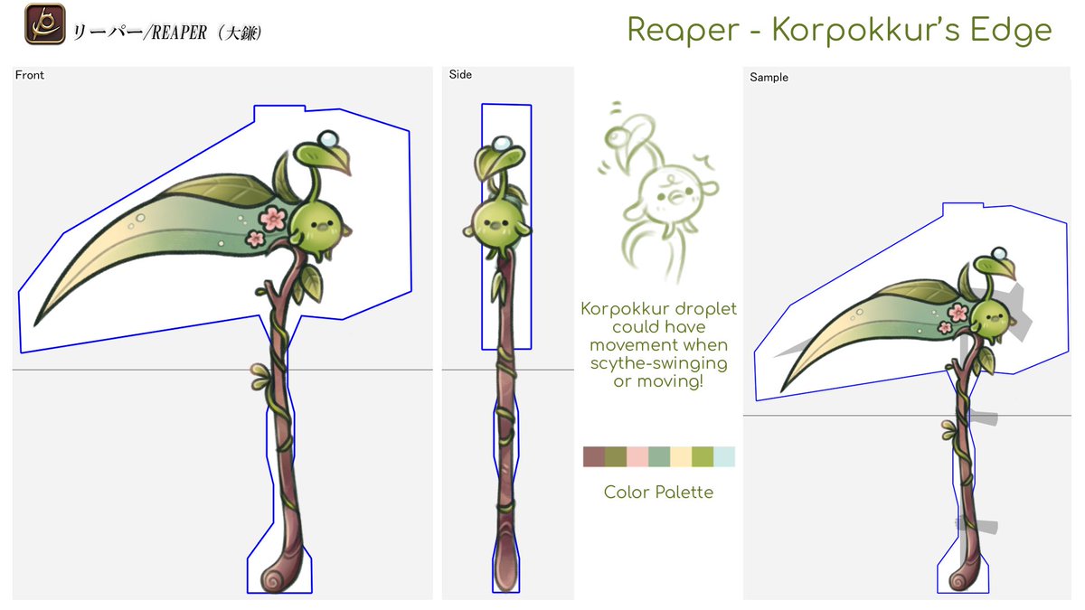 🌸🌱my reaper weapon design contest entry! 🌱🌸 I’ve loved seeing all of the korpokkur representation from other submissions!!! 💖🌿💞 #ffxivart #ffxiv