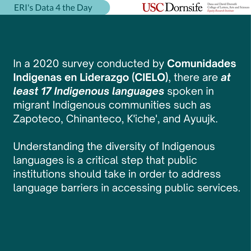 ERI_USC's tweet photo. LA is home to vibrant Indigenous communities. Yet, census data fail to capture the diversity of Indigenous languages. Learn from @MyCielola on how language access remains a critical issue for Indigenous migrant (2/2).

#IndigenousPeoplesDay #LanguageJustice #D4tD https://t.co/qb43PiYZUa
