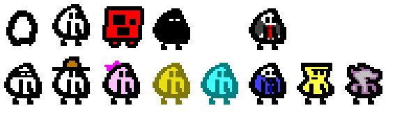GameBinc's tweet photo. The current lineup of suits to be included in my 60fps Steam Deck fan port of @MaddyThorson's An Untitled Story :) Im still making more but this is what I have so far https://t.co/73tJA7K43q