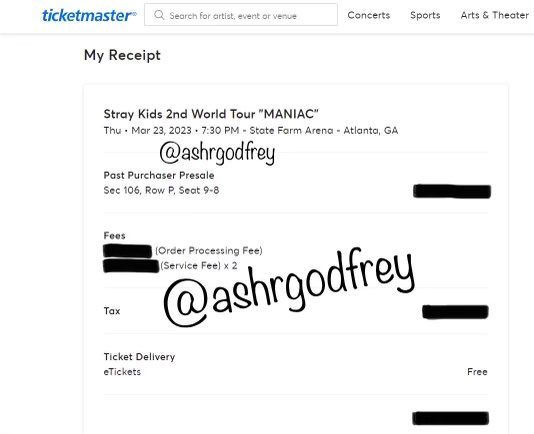 ashrgodfrey's tweet photo. @Stray_Kids Hey stay! If anyone is looking for tickets for the Atlanta concert on March 23, my friend and I are selling two tickets for Section 106! Here’s my proof of purchase! DM me for more info! :) #StrayKids  #straykidsatlanta https://t.co/gfkSolBubb