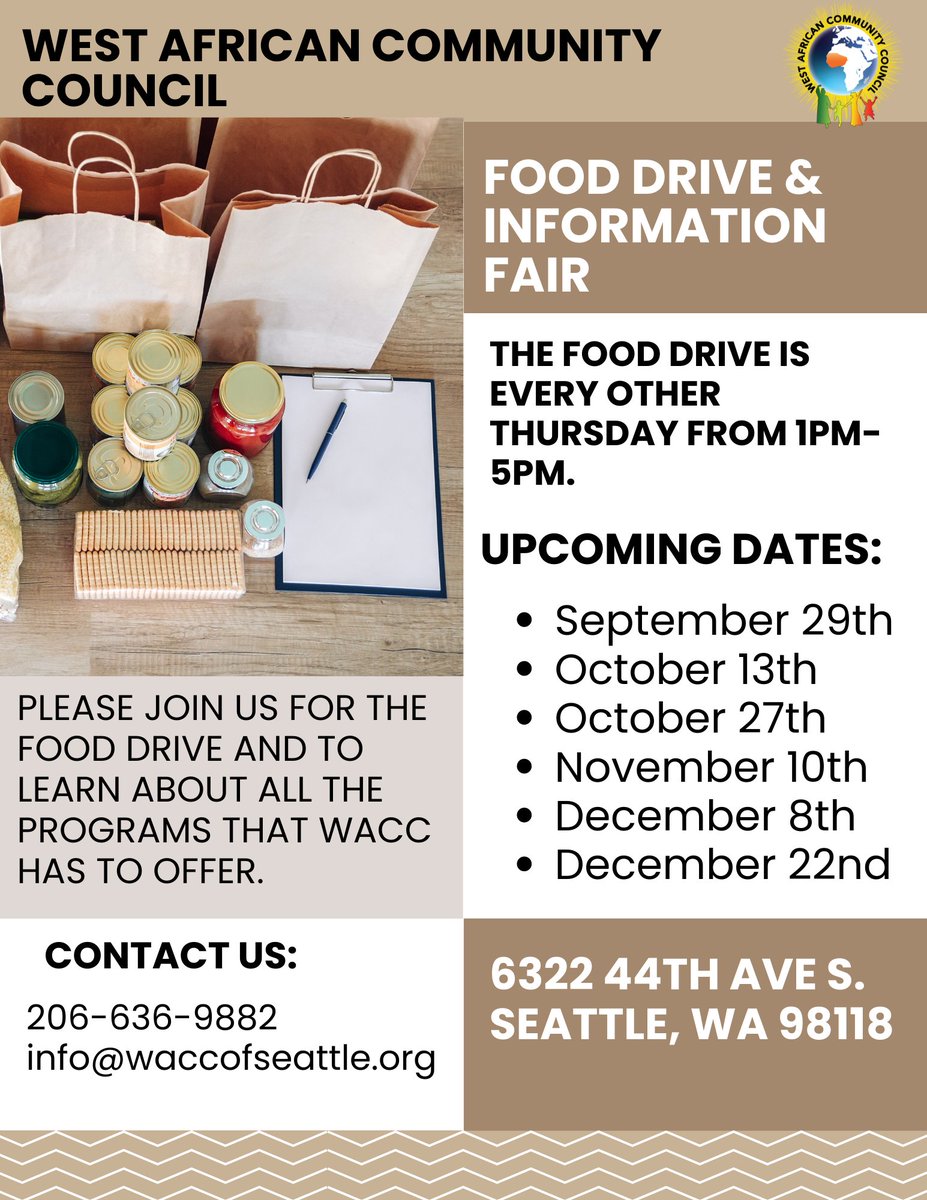 Please join us for our Food Drive &amp; Information Fair event this Thursday. Please take a look at the flyer attached for more information.