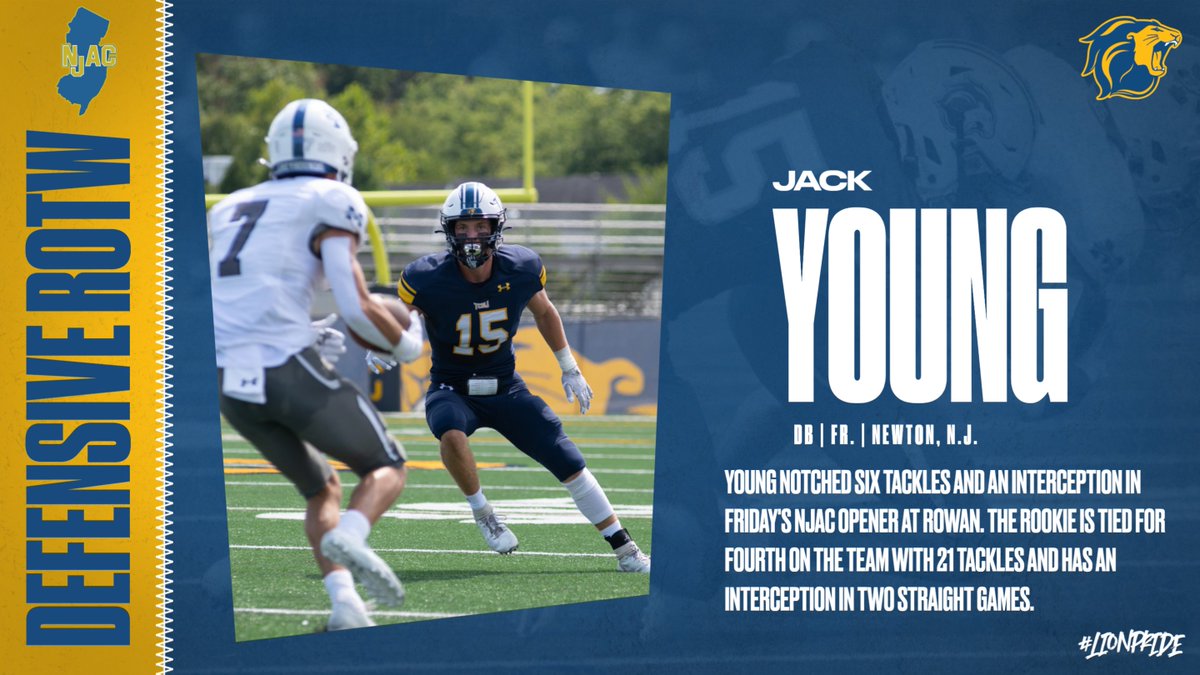 We told ya he'd win a bunch of these this year, right? Congrats to Jack on his 2nd <a href="/NJACSports/">NJAC Sports</a> Defensive Rookie of the Week honor!

#TCNJ #LionPride #d3fb #WGF #ForTheJersey