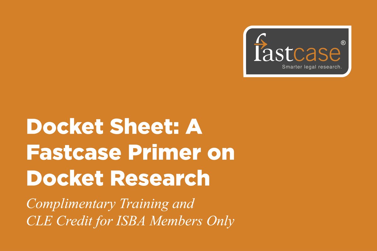 ISBAlawyer's tweet image. 10/13 (12-1pm) @fastcase:
- #docketsheet parts, including filings &amp;amp; associated attachments;
- tracking, updating &amp;amp; analyzing litigation memorialized in dockets, with focus on automation &amp;amp; trends in data captured by categorical breakdown; &amp;amp; more!

isba.org/cle/2022/10/do… #fastcase