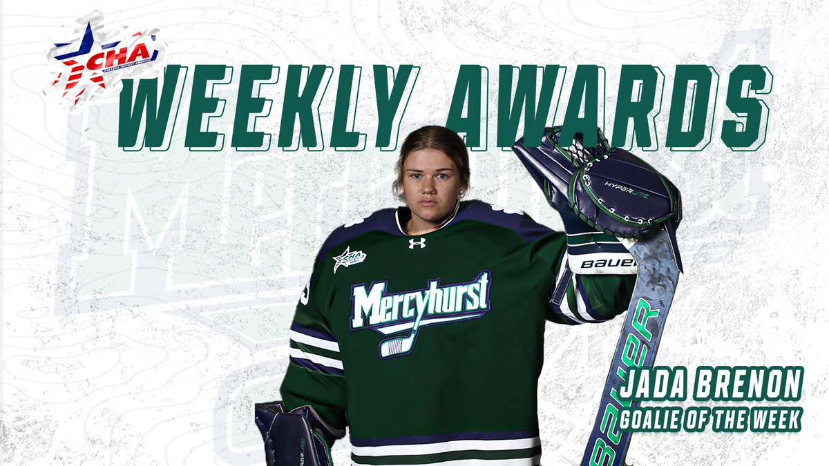 HurstWHockey's tweet photo. Leads country in save percentage ✅
2nd in goals against average ✅
CHA Goalie of the Week x2 ✅

Jada Brenon has been named @CHAWomensHockey Goalie of the Week!

📰: https://t.co/7LdKE5zOdC https://t.co/YkwDesZFq4