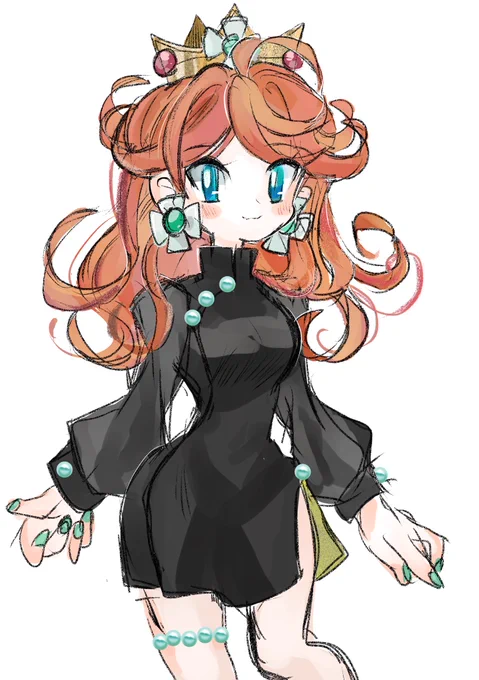 #PrincessDaisy #デイジー姫 #らくがき  #イラスト  #superMario コットンパール付きチャイナ服。 