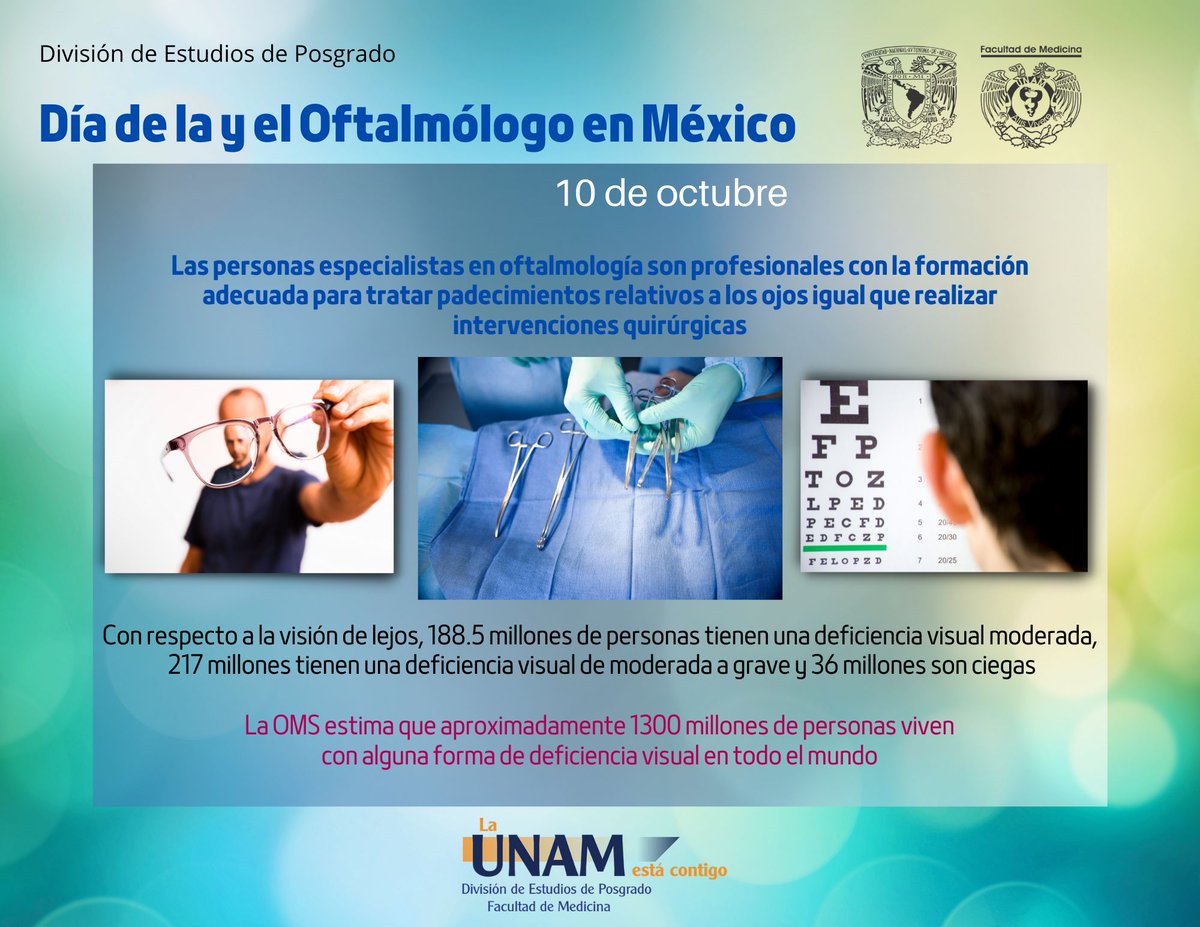 FM_POSGRADOUNAM's tweet image. ¡Felicidades a todos los #oftalmólogos de México!
#Oftalmología