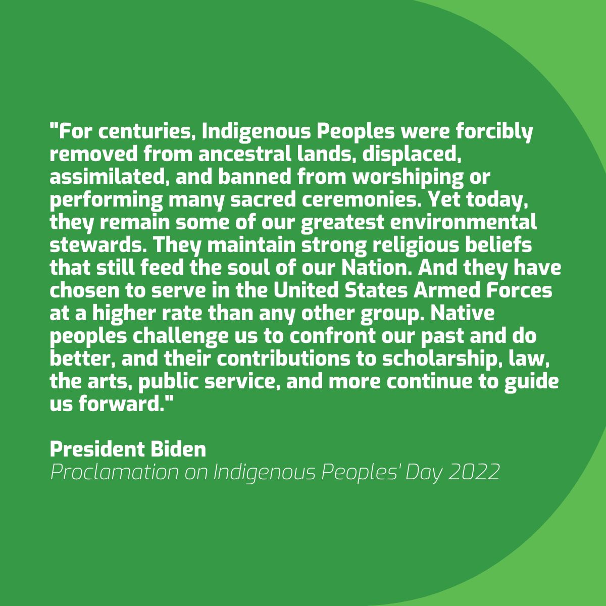 Today, we recognize and celebrate Indigenous Peoples' Day. We're grateful for the guidance and stewardship Indigenous People have brought to this planet and our lands for centuries.