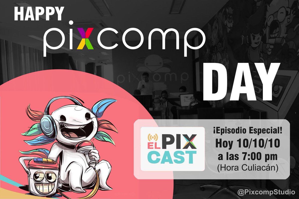 PixcompStudio's tweet photo. ¡Hoy cumplimos 12 años de ser PIXCOMP amigos! Fue un 10 de octubre del 2010 a las 10:10 hrs cuando partimos un pastel e iniciamos esta aventura que ha tenido de todo un poco, por lo que los invitamos a nuestra transmisión EN VIVO en FB: https://t.co/afumyOnxRG

¡¡Los esperamos!! https://t.co/qJDprmqnY6