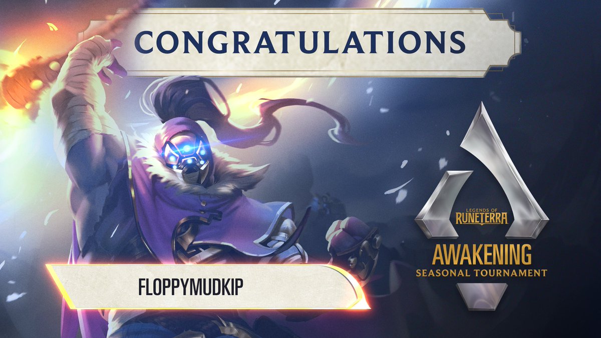 Wait, a Yasuo deck won this Seasonal?!

Congratulations to <a href="/TheFloppyMudkip/">FloppyMudkip</a> on becoming the Americas Awakening Seasonal Champion! 🎉