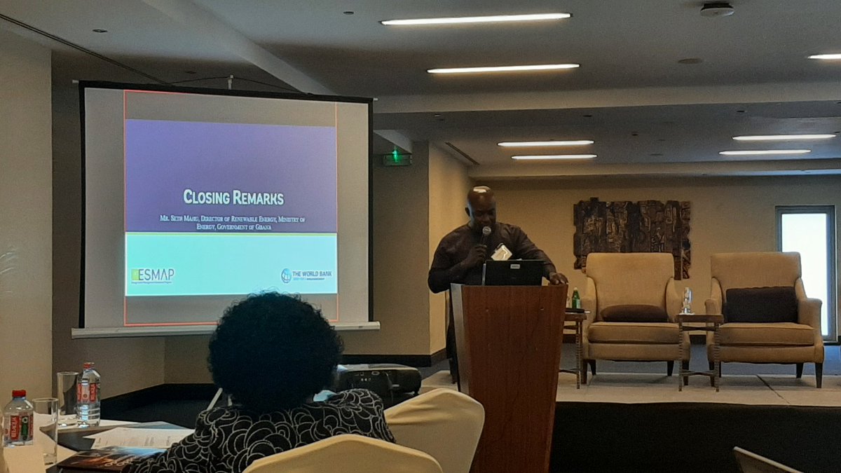 Ghana's Director of Renewable Energy, Seth Mahu, closes the workshop by stressing the growing opportunities for higher tier cooking solutions like electricity. He also accentuates the importance of data management.