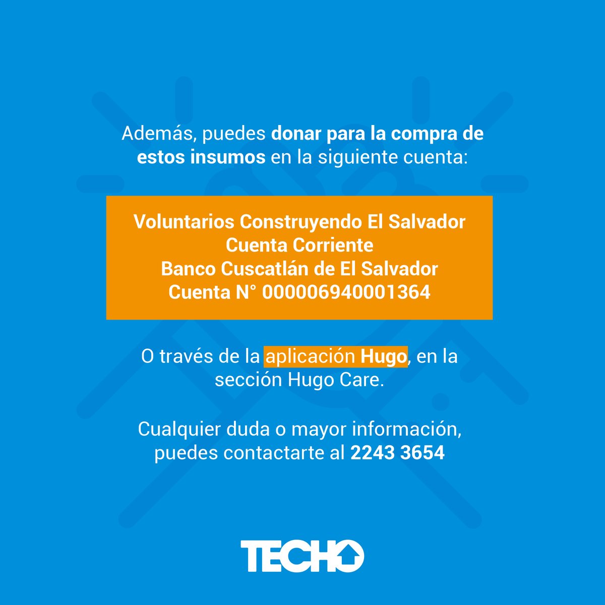 TECHOsv's tweet photo. ¡Unidos saldremos adelante! 💙

Muchas familias salvadoreñas han sido afectadas por la el fenómeno meteorológico Julia. En TECHO hemos habilitado nuestras oficinas como Centro de Acopio durante el martes 11 de octubre, de 9AM - 5PM. 

#TECHOsv https://t.co/R63iN823Dq