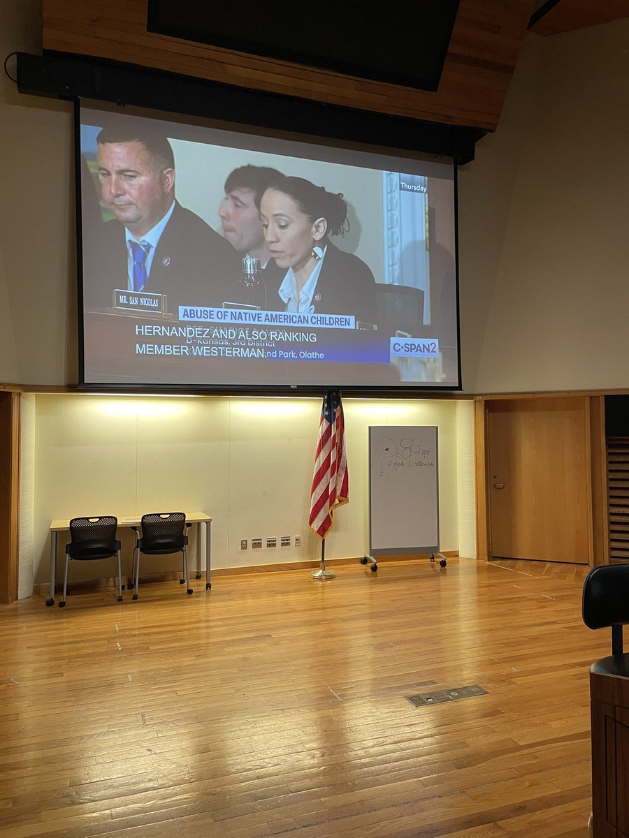 Screening the vitally important testimony of <a href="/ChiefBarnes/">Chief Ben Barnes</a> , our very own <a href="/RepDavids/">Rep. Sharice Davids</a> , and others on this Indigenous Peoples Day. 

We’ll be in Craig (GEB233) until 1. All are welcome to join us to bear witness and learn.