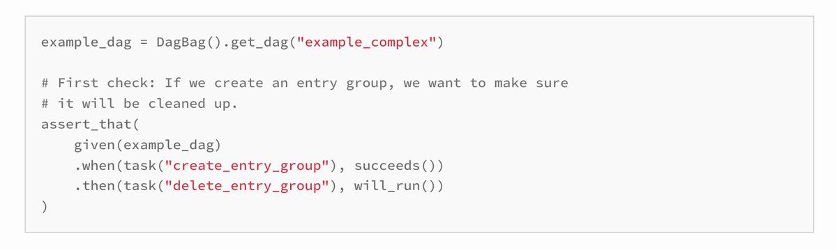 I've released a testing tool for @ApacheAirflow called `dagcheck`. It's a testing framework that lets you specify 'DAG invariants', and it will verify them without having to run your full DAG. More: pypi.org/project/dagche…