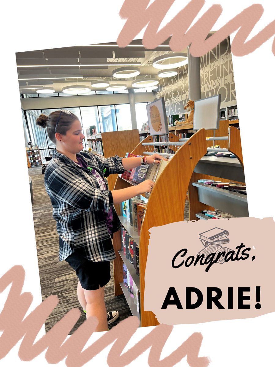 SHCougarLibrary's tweet photo. Our library has begun a library aide of the month award to recognize those aides that go above and beyond, and our first winner is Adrie. Thank you for going above and beyond to ensure our library runs smoothly. 

 #305GrowsGreatness @usd305libraries https://t.co/1khFGipFBh