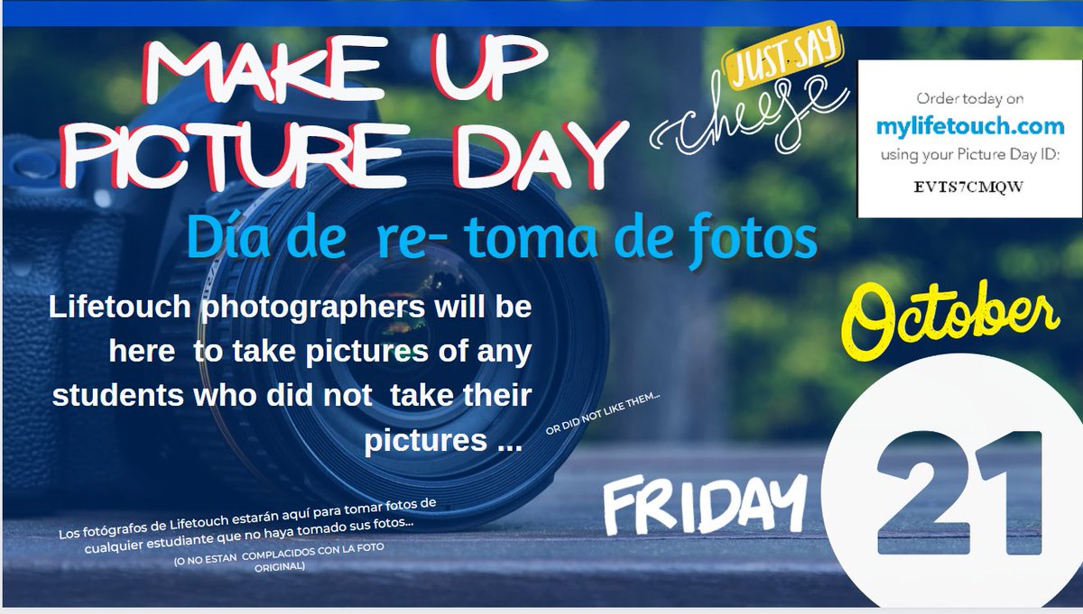 Save the day! Make Up Picture day, Friday. October 21
