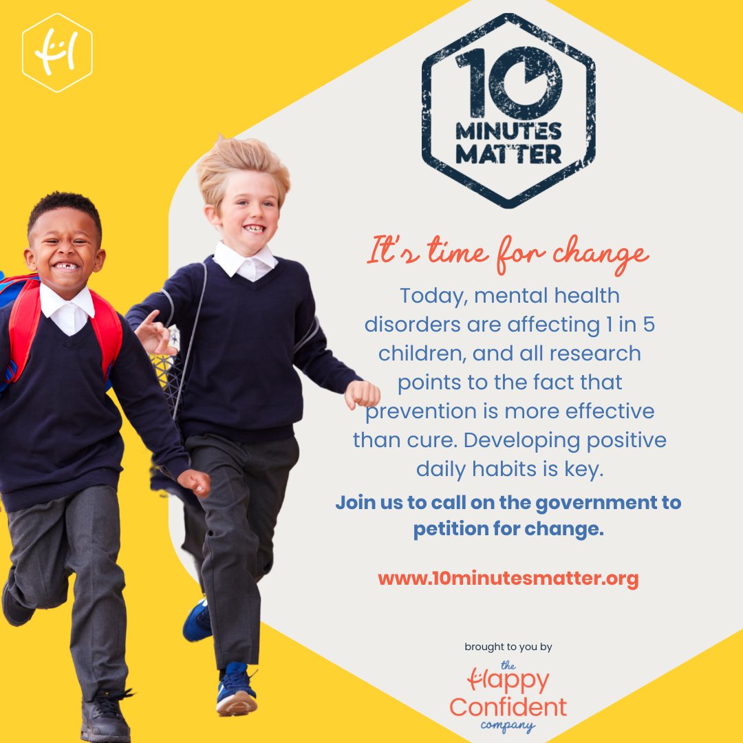 Join us to call on the government to mandate the teaching of mental health &amp; wellbeing strategies from the early years. This change would drastically reduce mental health problems in adolescents. Create the time, provide the funding. #itstimeforchange 
10minutesmatter.org