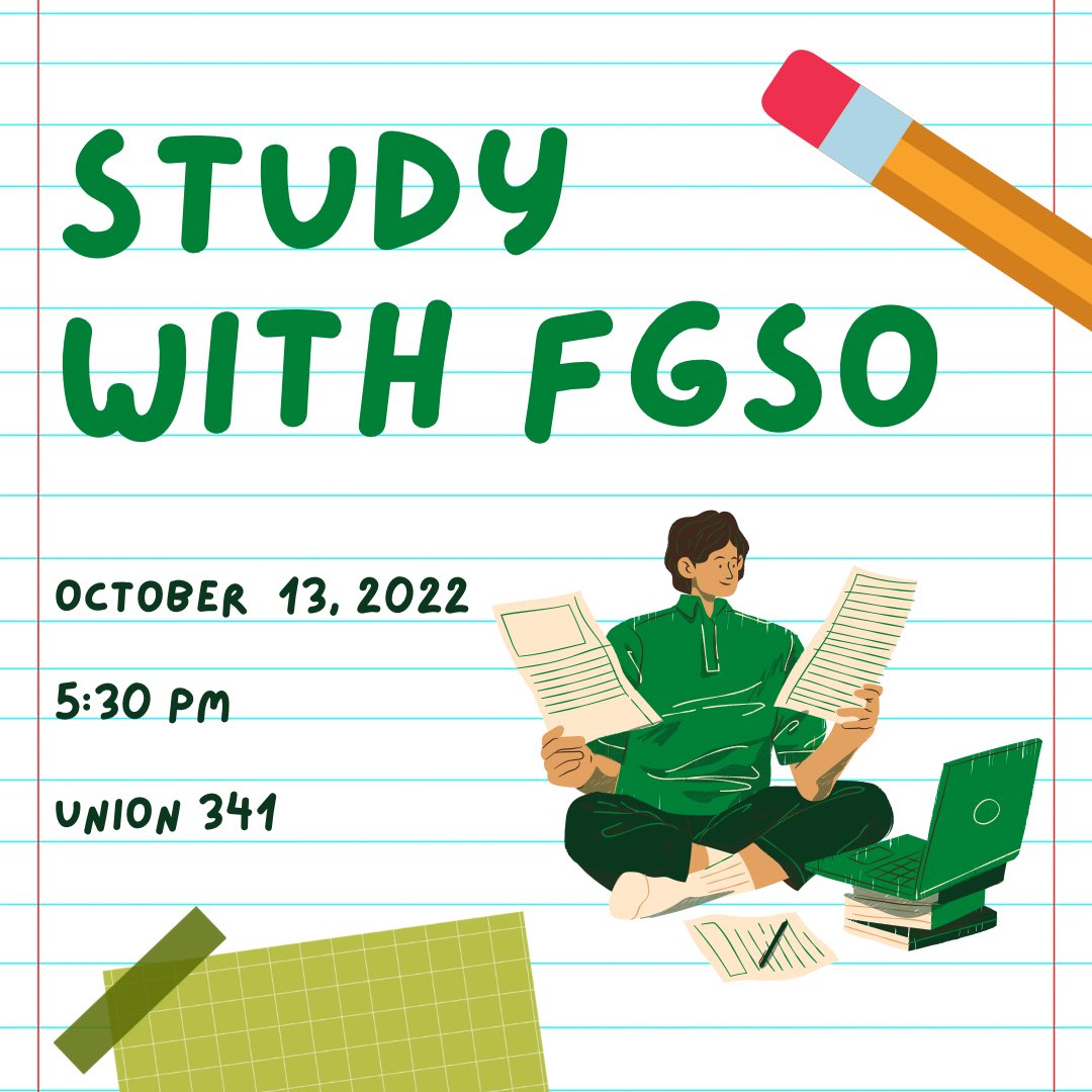 Come study with FGSO! 🦅 We will have time for studying and will be making cards for a service event! Food will be catered for this meeting.
