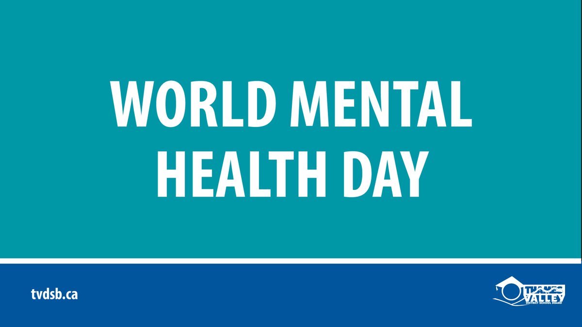 Supporting the mental health of students is critical for learning and development. Let's end the stigma around mental health and work towards a healthier future together. Please visit tvdsb.ca/MentalHealth to learn more about our supports and resources. #WorldMentalHealthDay