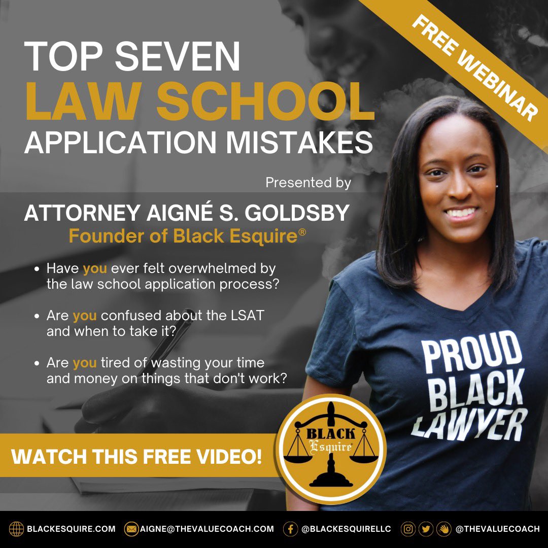 blackesquirellc's tweet photo. 🚨Did you know THOUSANDS of law school applicants are REJECTED each year over simple mistakes⁉️🤯😩 Avoid them by checking out my FREE webinar video on the Top 7 Law School Application Mistakes! Watch video using the link below 👇🏿 #BlackEsquire #Prelaw⚖️📚
https://t.co/f9EUOkEC5y https://t.co/6TkebLCOyX