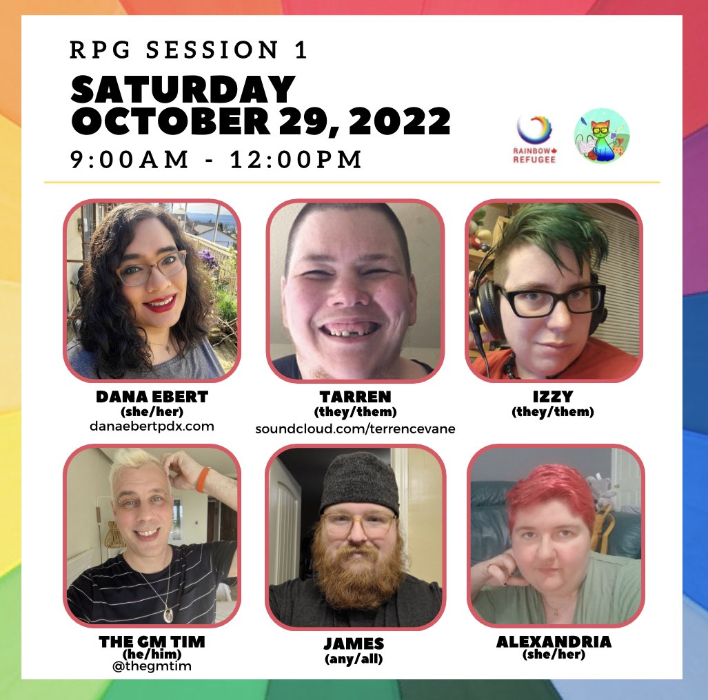 @mistressdanarpg kicks off our charity event at 9am PST with her Belle of the Bloodmoon D&amp;D session played by <a href="/landrasgembar/">Tarren @Tarrenvane@dragonscave.space</a>, @thegmtim, James, Izzy, and Alexandria.  

🏳️‍🌈 Donate $20 now to create an NPC - name, pronouns, and a quirk!

canadahelps.org/en/pages/queer…