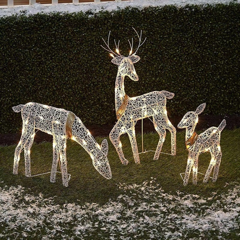 3pcs Christmas Glowing Reindeer Iron Shelve Home Garden Yard Statues 👉👉ebay.com/itm/1856132585…